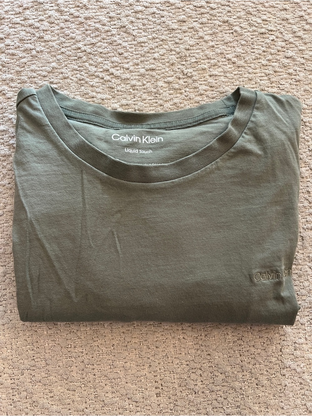 Calvin Klein Olive Green Liquid Touch Crew Neck Tee